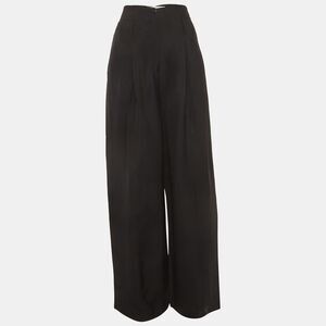 Off-White White Black Crepe Straight Leg Trousers M